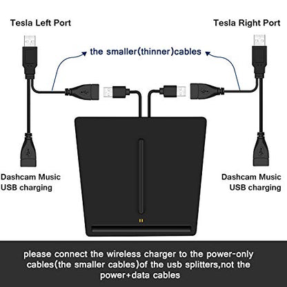 VXDAS Wireless Charger, Dual 10W QI Wireless Phone Charging Pad M3 Car Center Console for Tesla Model 3 Accessories Panel with 7pcs Custom Cup Mat Center Console Liner mat-Upgrade