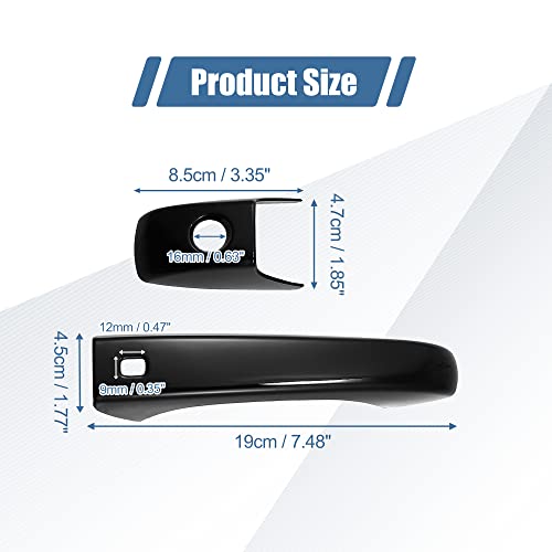 X AUTOHAUX 8pcs ABS Exterior Side Door Handle Cover Trim for Dodge Durango 2011-2021 for Jeep Grand Cherokee 2014-2021 for Chrysler 200 2011-2014 Black with Smart Key Hole