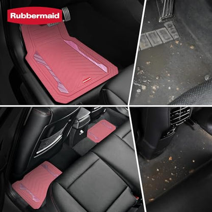 Rubbermaid Car Floor Mat, Heavy Duty All-Weather Car Mats Full Set with Dual-Tone Pink and Sliver Aluminum Inserts – Universal Fit, Anti-Slip Backing, Trim-to-Fit for Most SUV, Sedan, Van - color: Pink & Silver