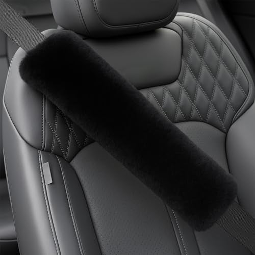 Aegis Cover Sheepskin Seat Belt Cover, Premium Australian Merino Wool Padding, Ultra-Soft & Durability, 0.5" Thick Seat Belt Pads, Universal Fit for Car, Truck, SUV 2Pack (Steel) - color: STEEL