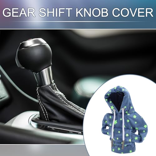 Universal Shift Knob Cover Star Glow in the Dark Pattern Gearstick Hoodie Shifter Lever Knob Hoodie for Car RV Truck SUV Fabric Blue - color: Blue