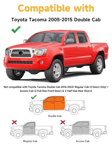 Outside-Mount Window Rain Guards Fit for Toyota Tacoma 2005-2015 Double Cab, Extra Durable Window Visors Wind Deflector Dark Smoke Vent Shades Truck Car Tape-on with Thicker 4PCS - size: Fit for 2005-2015 Toyota Tacoma
