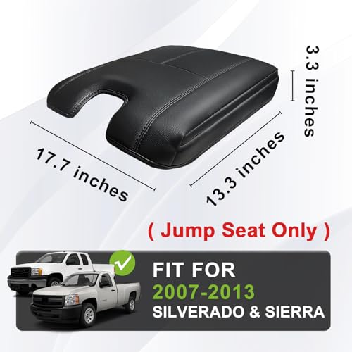 Muslogy Center Console Armrest Cover Fit for Chevy Silverado/Tahoe & GMC Sierra/Yukon 2007-2013 Accessories, Comfort Armrest Pad Console Lid Cushion Vegan Leather 1-Inch Extra Thick(Jump Seat ONLY) - size: 1) 07-13 |Slv&Tahoe&Sra&Yukon| Jump Seat, +Thick