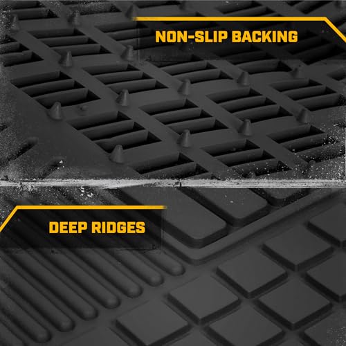 CAT® Large Heavy Duty Rubber Floor Mat & Cargo Trunk Liner for Car, SUV, Van, Sedan, Truck – Trim-to-Fit, All-Weather Deep Dish Ridges for Dirt Protection, Front and Rear Mats Black - style: DuraShield Cargo Combo