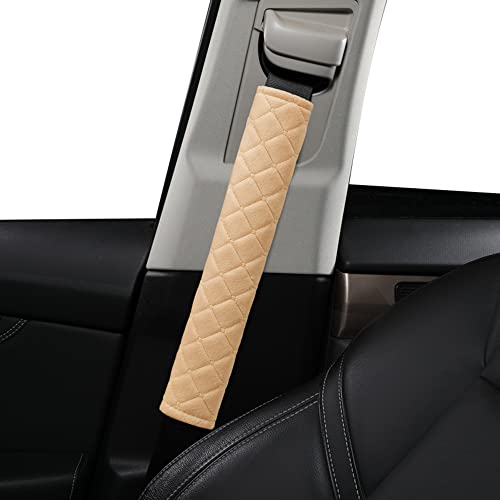 HighnessHwoo Extra Long Seatbelt Covers for Adults Kids Women & Men, Soft Car Seat Belt Strap Cushion for Sedan, SUV, Trucks, Shoulder Neck Chest Protector Pads, Auto Accessories, 2pcs, Beige, 13in - color: Beige, size: 13in - 2pcs