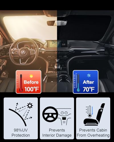2026 Upgrade Front Windshield Sunshade fit for Acura MDX 2021-2025 2026 Reflector Foldable Car Shade Automotive Windshield Sunshades for Acura MDX Windshield Sun Shade |Keeps Your Vehicle Cool| - size: For Acura MDX 21-26
