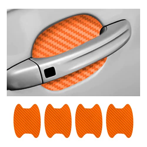 XINLIYA 4PCS Car Door Handle Protector Sticker, Universal Carbon Fiber Anti-Scratches Auto Handle Protective Film, Side Paint Cover Guard Stickers Fit for Most Handles (Orange) - color: Orange