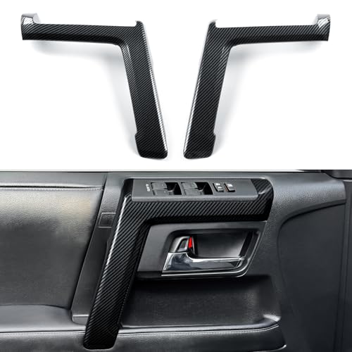 Car Door Armrest Panel ABS Sticker Carbon Fiber Decal Cover Interior Trim Accessories for Toyota 4Runner SUV 2010-2025 Black - color: Door Armrest Panel