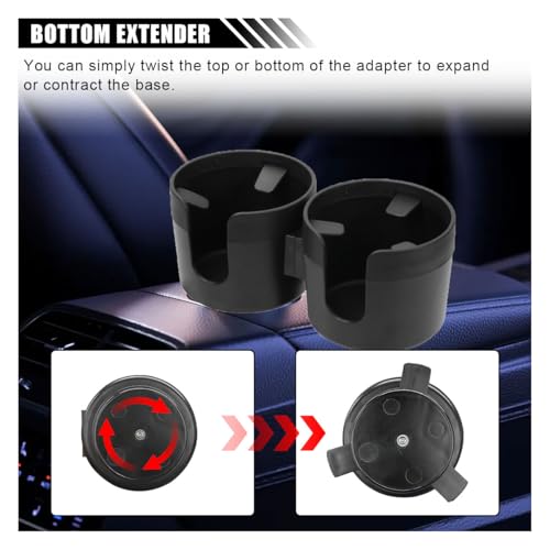 Car Double Cup Holder Extender, 2-in-1 Car Cup Holder Adapter with Adjustable Base, Universal Multifunctional Cup Holder Organizer for Beverage, Snack, Cup, Bottle Storage (Black) - color: Black