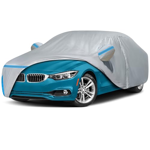 Car Cover for 2013-2026 BMW M4/4 Series 420i 428i 430i 435i 440i Sedan Coupe, Waterproof Custom-fit Sun Rain Dust Snow All Weather Protection Outdoor Car Cover with Cotton Lining and Door Zipper-Gray - size: 4 Series Cover