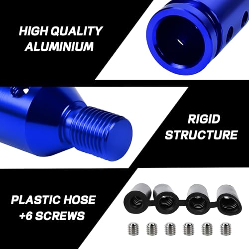 M12x1.25 Shift Knob Adapter, Aluminum Gear Shift Adapter Kit with 4-Sizes Hoses, Universal Gear Shift Knob Cover for Non-Threaded Manual Shifters, Car Stick Shift Knob Adapter (Blue) - color: Blue