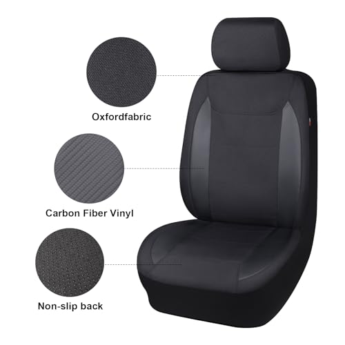 Flying Banner AquaShield Front car seat Covers Set Waterproof Water Resistant arm Rest Compatible Shoulder Seatbelt Compatible Truck seat Protectors Universal fit Non Slip (Black Black, Front Pair) - color: Black Black, size: Front Pair