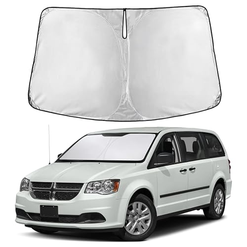 Autovir Windshield Sun Shade Fit for 2008-2018 2019 2020 Dodge Caravan Sun Shade, Front Window Sun Visor, UV Protection, Heat Blocker, Foldable Car Accessories - size: For Dodge Caravan 2008–2020