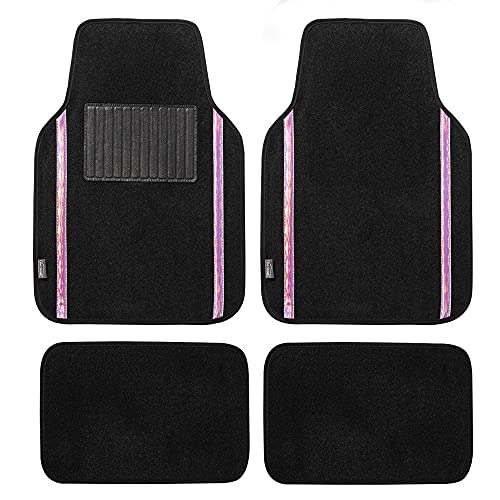 FH Group Universal Fit Car Floor Mats – All-Purpose Carpet Floor Mats & Protectors for Cars, SUVs & Trucks, Durable Automotive Carpet Mats, Pink & Black - color: Pink, style: Floor Mats