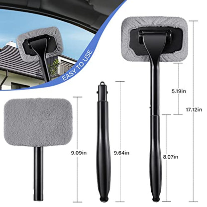 Frienda 2 Set Windshield Cleaner Tool Inside Car Windshield Cleaning Wand Auto Window Cleaner with Detachable Handle, 8 Reusable Microfiber Pads and 2 Spray Bottles for Car Interior(Gray, Blue) - color: Gray, Blue