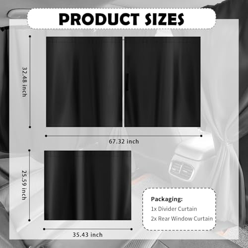 3PCS Extra Large Car Window Shades Kit,Thickened Vinyl Coated Car Window Covers for Privacy and Maintaining Cool Auto Interior Temperature,Universal Cars Curtains for Windows (Extra Large) - color: Extra Large