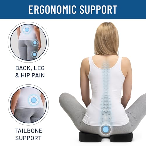 Everlasting Comfort Car Seat Cushion for Driving - Wedge Car Cushion for Office, Travel, Gaming Chair Memory Foam Driver Booster for Short People, Non-Slip, Washable Cover, Back & Sciatica Relief - size: Medium