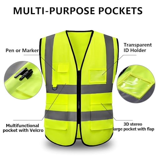 High Reflective Safety Vest for Men Women Breathable With Pocket Zipper for Build Oudoor Work Meet ANSI/ISEA Standard