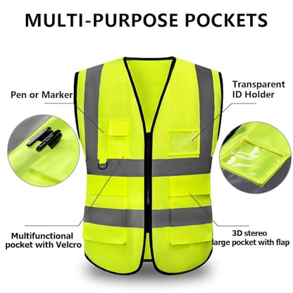 High Reflective Safety Vest for Men Women Breathable With Pocket Zipper for Build Oudoor Work Meet ANSI/ISEA Standard