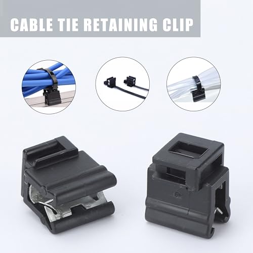 50-Pack Cable Tie Mounts 0.59×0.43×0.39″ – 4-Way Zip Tie Clips & Metal Cable Clips, Adhesive-Free Car Cable Management Wire Holder for Home, Garage, Auto Wiring Harness