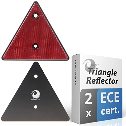valonic triangle reflector,2 pieces - 6 x 6 inch - reflector for trailers - red - no screws included