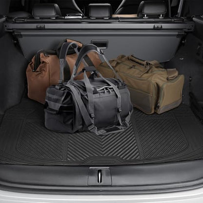 CAR PASS Heavy Duty Rubber Floor Mats Gray Car Mats Full Set with Trunk Cargo Liner - Universal Waterproof Floor Mats for Car SUV Truck, Durable All Weather Automotive Liner Mats (All Black) - color: Black Cargo Liner