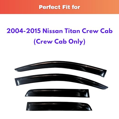 KPY Rain Guards Fit for 2004-2015 Nissan Titan Crew Cab, Out-Channel Window Visors Vent Wind Deflectors 4PC, Truck Accessories for 04-15 Titan Crew Cab (Full-Size Cabs) - size: 2004-2015 Titan Crew Cab