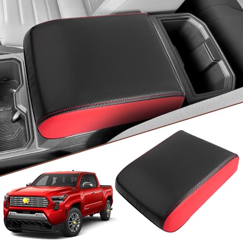 SKTU for 2024 2025 2026 Toyota Tacoma Center Console Cover 2024 2025 2026 Tacoma Armrest Cover 2024 2025 2026 Tacoma Center Console Pad Toyota Tacoma 2024 2025 2026 Accessories Console Cushion (Red) - color: 2024-2026 Tacoma Red