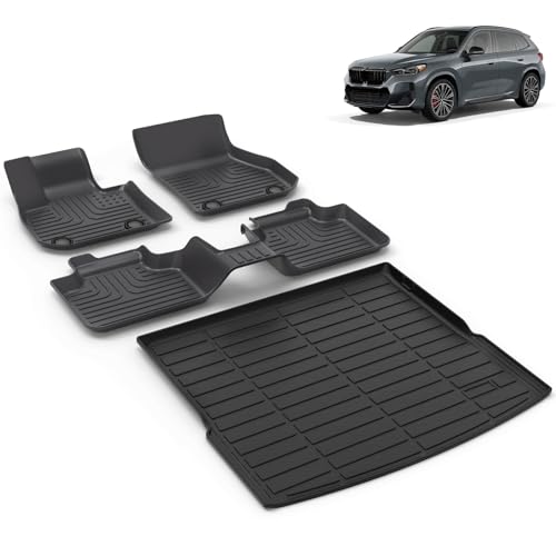 All Weather Car Floor Mats & Cargo Liner Set Fit for X1 2023 2024 2025 Floor Liners Trunk Liner X1 Cargo Mat Accessories Black - style: 5)For BMW X1 2023-2025 Full Set