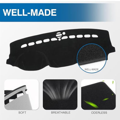 KUST Black Dash Cover for 2011-2022 Jeep Grand Cherokee (NOT for Jeep Cherokee & Grand Cherokee L) Non-Slip Dashboard Cover Polyester Interior for Grand Cherokee Accessories No Glare - size: Grand Cherokee 11-22(black)