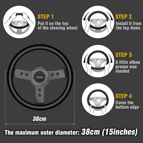 ZHOL Wood Grain Steering Wheel Cover, Universal 15 inch Microfiber Leather Anti-Slip Steering Wheel Protector, Odorless - size: Standard Size[14 1/2''-15'']