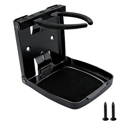 Folding Boat Cup Holder,304 Stainless Steel Cup Holder Adjustable with Shockproof & Silent Design,Universal for Car/Boat/RV/Yacht/Truck - color: 1 Pack (Black)