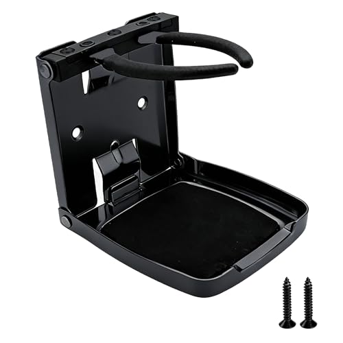 Folding Boat Cup Holder,304 Stainless Steel Cup Holder Adjustable with Shockproof & Silent Design,Universal for Car/Boat/RV/Yacht/Truck - color: 1 Pack (Black)