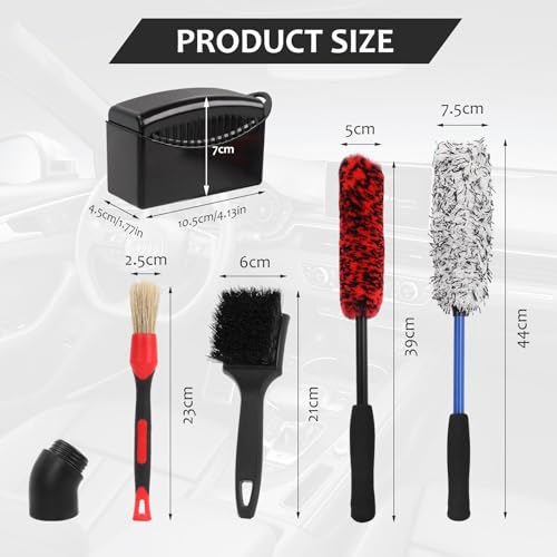 5 Pack Car Wheel Cleaner Brush Kit, Microfiber Cleaning Brush for Tire & Rim, Bendable & Durable, Detailing Brush Set for Cars, Trucks, Suvs & Motorcycles