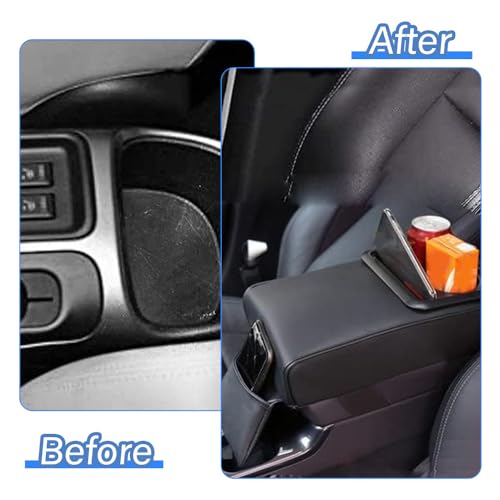 PU Leather Armrest Cushion with Cup Holder, Car Center Console Pad with Front Storage Pocket, Elbow Rest Pillow, Universal Car Armrest Seat Box Cover Protector - Black - color: Black
