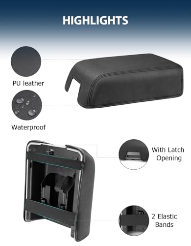 Center Console Cover for Ford F150 XL XLT 2004-2014, Expedition 2007-2014, Lincoln Mark LT 2006-2008, PU Leather Middle Armrest Cusion Protector, Bucket Seat Only, Anti-Scratch - size: Bucket Seat, 04-14 F150 XL XLT, black stitch