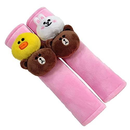 Tianmei 2 Pcs Cute Doll Car Seatbelt Pads Cover, Universal Carseat Belt Shoulder Strap Protector for Adults and Kids（LF Doll - Pink） - color: LF Doll - Pink - 2PCS