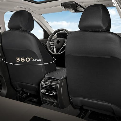 Coverado Car Seat Covers Front Seats, Luxury Leather Car Seat Covers, Automotive Mesh Seat Covers 2 Pack, Airbag-Compatible, Black Beige Seat Covers for SUV Sedan Truck - color: Beige&Black, size: Frontpair