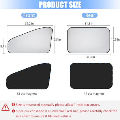 Zatooto Car Window Sun Shade - Blackout Shade for Side Windows, Protects Privacy, Reflects Sunlight, Reversible, Universal Fit, Silver - size: Silver-4pcs