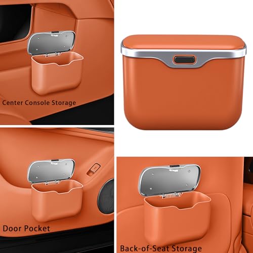 Car Trash Can with Lid, Leakproof Auto Garbage Bin, Waterproof Car Trash Bag Holder with PU Leather Top for Back of Seat/Door, Fit for SUVs, Sedans, Trucks Brown - color: Brown