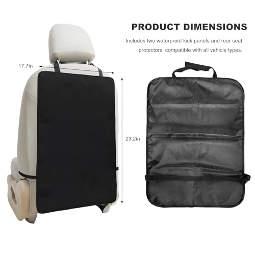 2 PCS Kick Mats Backseat Protector, Large Protective Kick Mat Waterproof Car Back Seat Cover, Universal Back Seat Protector for Vehicles Protect from Dirt Mud Scratches