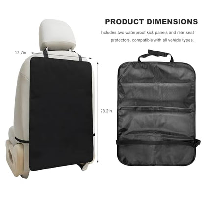 2 PCS Kick Mats Backseat Protector, Large Protective Kick Mat Waterproof Car Back Seat Cover, Universal Back Seat Protector for Vehicles Protect from Dirt Mud Scratches