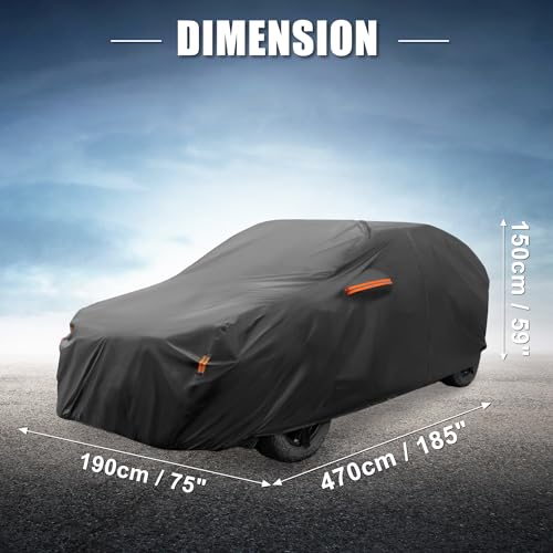 X AUTOHAUX Car Cover for Toyota RAV4 2012-2022 Aluminum Film Outdoor Waterproof Sun Rain Snow Hail Protection with Driver Door Zipper - size: For Toyota Rav4 2012-2022