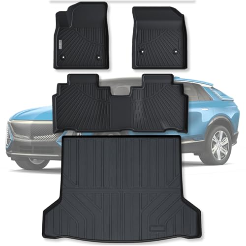 Floor Mats for 2023 2024 2025 2026 Cadillac Lyriq Lyriq-v & Trunk Mat TPE All Weather Protection 2 Rows Car Floor Liners with Cargo Liners - size: For 203-2026 Cadillac Lyriq full set mat
