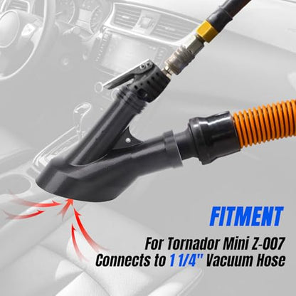 Air Vacuum Attachment with Crevice Tool for Tornador Mini Z-007-2-in-1 Blow & Vacuum for Interior Detailing - Fits 1 1/4" Vacuum Hose