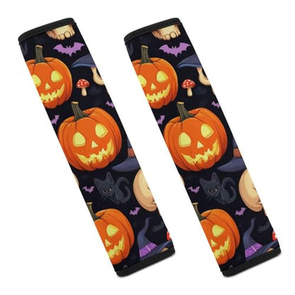 Women's Car Belt Covers, Halloween Gothic Witch Black Cat Bat Pumpkin Skull Mushroom Fashion Cushion Pad Car Shoulder Strap Harness Pad - color: Color361