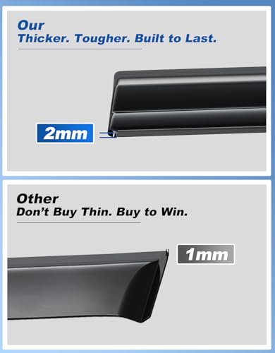 Tape-on Rain Guards Fit for Dodge Ram 1500 2009-2024 Ram 2500 & 3500 2010-2025 Extra-Thick Window Rain Guard Window Deflectors Window Vent Visors Vent Shades Exterior Car Accessories-4PCS - size: Fit for 09-24 Ram 1500/10-25 Ram 2500 & 3500