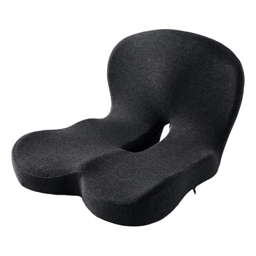 Memory Foam Contoured Seat Cushion with L-Shaped Ergonomic Design for Office Chair Car Seats Seat Cushion for Truck Driver, Truck Car Seat Cushions for Driving Lumbar Support(Black) - color: Black