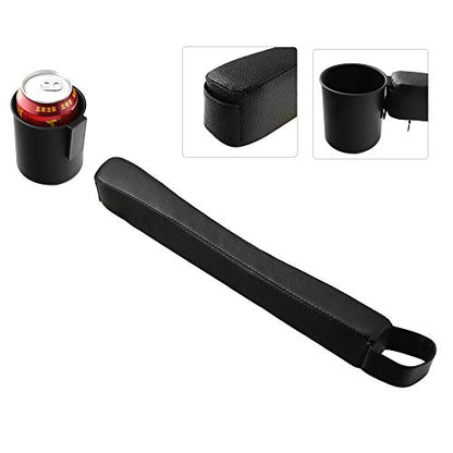 Supin 2 Prices Car Seat Gap Filler Pad PU Leather Console Side Pocket Organizer and one Cup for Cellphone Wallet Coin Key (Black) - color: Black