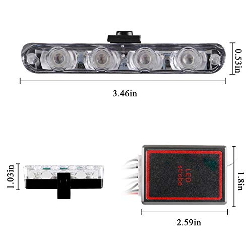 4 in 1 Police Lights 12V Red Blue Hideaway Emergency LED Strobe Lights with 16 Flashing Patterns Wireless Remote Control Grill Strobe Lights for Vehicles Car, Truck, Van, SUV - color: red blue, size: 4 in 1